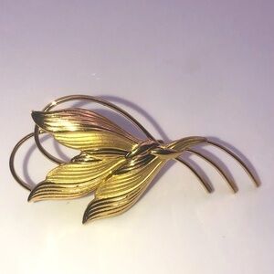 VTG Sterling Bond & Boyd Gold Tone Leaf Leaves Brooch 2”
